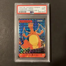 1999 Pokemon Japanese Bandai Carddass Charizard Prism 186 PSA 9 Mint - Image 1