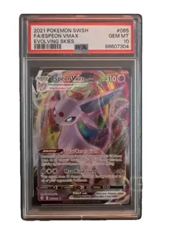 Pokemon 2021 Sword & Shield Evolving Skies #065 Full Art Espeon VMAX PSA 10 Gem - Image 1