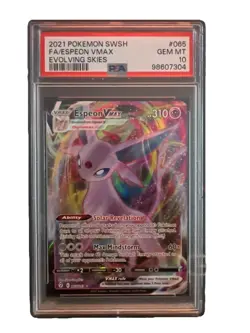 Pokemon 2021 Sword & Shield Evolving Skies #065 Full Art Espeon VMAX PSA 10 Gem - Image 2