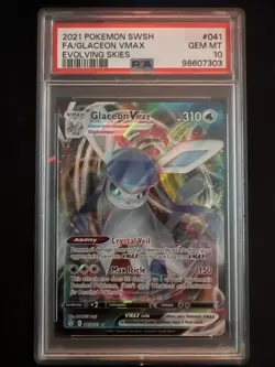 Pokemon 2021 Sword and Shield Evolving Skies #041 Full Art Glaceon VMAX PSA 10 - Image 1