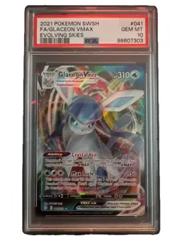 Pokemon 2021 Sword and Shield Evolving Skies #041 Full Art Glaceon VMAX PSA 10 - Image 2