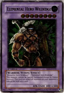 MCM EBAY LIVE YUGIOH ELEMENTAL HERO WILDEDGE ULTIMATE 1ST ED EEN-EN035 HP - Image 1