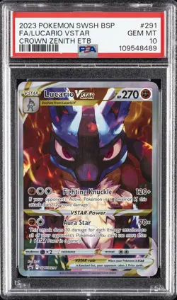 2023 POKEMON SWSH BLACK STAR PROMO #291 FULL ART/LUCARIO VSTAR PSA 10 - Image 1