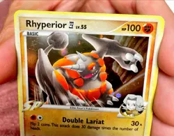 NM HOLO BLEED ⭐ Rhyperior 32/111 Rising Rivals Holo Rare Pokemon TCG - Image 5