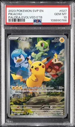 2023 POKEMON SVP EN-SV BLACK STAR PROMO #027 PIKACHU PSA 10 - Image 1