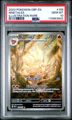 2023 POKEMON OBF EN-OBSIDIAN FLAMES ILLUSTRATION RARE #199 NINETALES PSA 10 - Image 1
