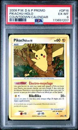 2008 POKEMON DIAMOND & PEARL BLACK STAR PROMO #DP16 PIKACHU-HOLO PSA 6 - Image 1