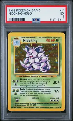 NIDOKING Base Set Holo Rare #11 PSA 5 Vintage Pokemon [Nostalgium] - Image 1