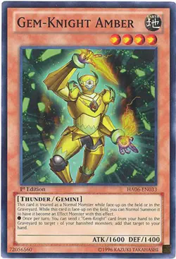 Yu-Gi-Oh Card - HA06-EN033 - GEM-KNIGHT AMBER (super rare holo) - NM/Mint - Image 1
