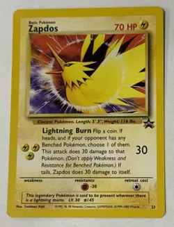 Pokemon TCG - Zapdos #23 Black Star Promo Card WoTC - NM - Image 1