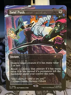 Fatal Push 7020 BORDERLESS NM MTG Magic The Gathering SLD Secret Lair Spider-Man - Image 1