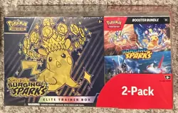 Pokemon Surging Sparks ETB & Booster Bundle 2-Pack. Factory Sealed - Image 1