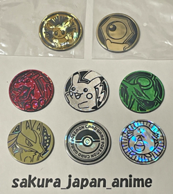 Set of 8 Pokemon coins Charizard Pikachu Eevee Rayquaza Lucario NM from Japan - Image 1