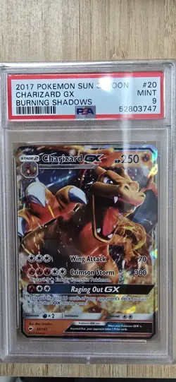 2017 POKEMON SUN & MOON BURNING SHADOWS #20 CHARIZARD GX PSA 9 - Image 1