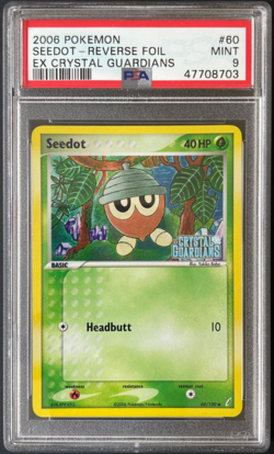 Pokemon EX Crystal Guardians Seedot 60/100 Reverse Holo Stamped 2006 PSA 9 - Image 1