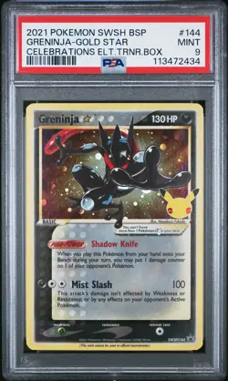 2021 POKEMON SWSH BLACK STAR PROMO #144 GRENINJA-GOLD STAR PSA 9 - Image 1