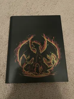Pokemon 360 Card 9-Pocket Full Black Binder w/ Charizard & Bulbasaur Evolutions - Image 1