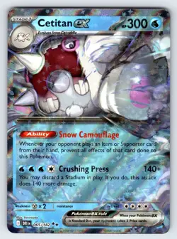 Cetitan ex 065/182 2025 Destined Rivals Pokemon Card Ultra Rare Holo - Nm - Image 1
