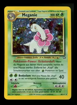 GERMAN Meganium 10/111 Meganie Neo Genesis 2001 Holo Rare WOTC Pokemon Card TCG - Image 1