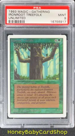 MTG Unlimited Edition 1993 Ironroot Treefolk PSA 9 Mint Old School 93/94 - Image 1
