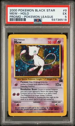 2000 POKEMON PROMO BLACK STAR POKEMON LEAGUE #9 MEW-HOLO PSA 5 - Image 1