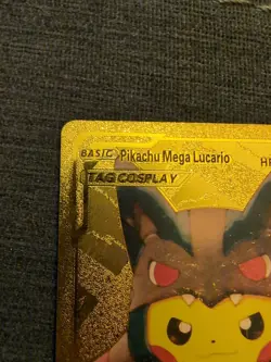 Pikachu Mega Lucario Tag Cosplay Gold Foil Fan Art Textured Collector Pokemon - Image 2