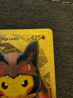 Pikachu Mega Lucario Tag Cosplay Gold Foil Fan Art Textured Collector Pokemon - Image 3