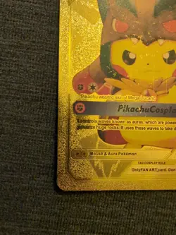 Pikachu Mega Lucario Tag Cosplay Gold Foil Fan Art Textured Collector Pokemon - Image 4