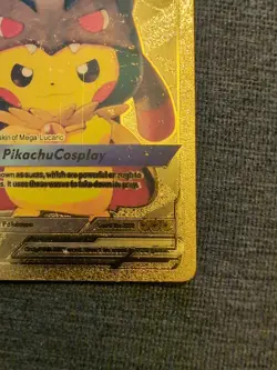 Pikachu Mega Lucario Tag Cosplay Gold Foil Fan Art Textured Collector Pokemon - Image 5