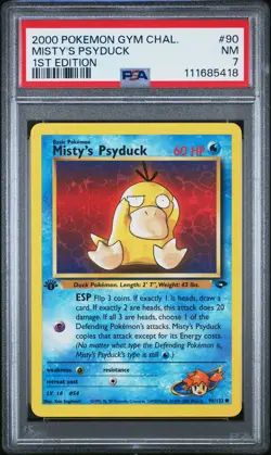 2000 POKEMON GYM CHALLENGE 1ST ED #90 MISTY'S PSYDUCK PSA 7 - Image 1