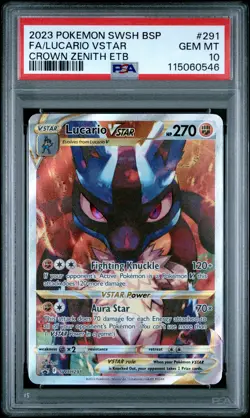 2023 POKEMON SWSH BLACK STAR PROMO #291 FULL ART/LUCARIO VSTAR PSA 10 - Image 1