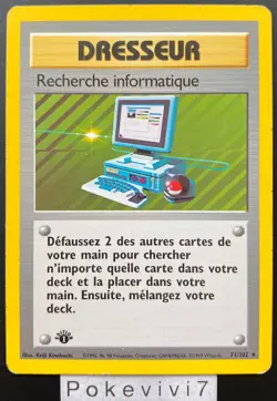 Carte Pokemon RECHERCHE INFORMATIQUE 71/102 Rare Set de Base Wizard EDITION 1 FR - Image 1