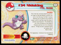 1999 Topps Pokemon TV Animation Series 1 Nidoking Green Logo #34 - Image 2