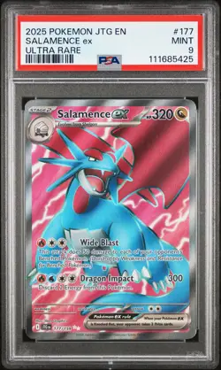 2025 POKEMON JTG EN-JOURNEY TOGETHER ULTRA RARE #177 SALAMENCE EX PSA 9 - Image 1