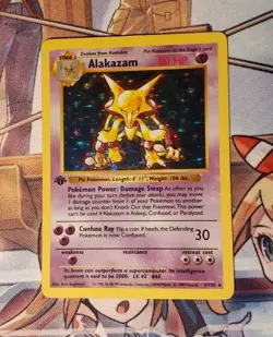 POKEMON CARD 1999 Alakazam 1/102 Base Set Shadowless 1st Edition LP/MP VINTAGE - Image 1