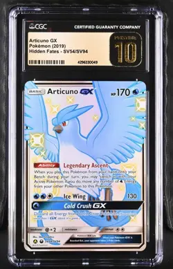 CGC 10 PRISTINE Articuno GX SV54 2019 Hidden Fates Pokemon Card BGS Black LabelU - Image 1