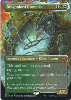 MTG: Double Masters 2022: Foil Borderless Dragonlord Dromoka: LP Condition - Image 1