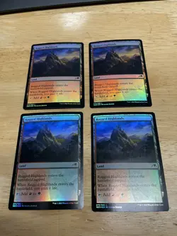 4x Rugged Highlands FOIL Kamigawa Neon Dynasty MTG Magic Pack Fresh - Image 1