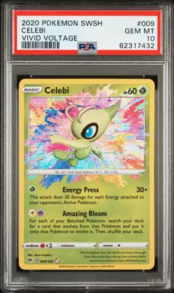 2020 POKEMON SWORD & SHIELD VIVID VOLTAGE #009 CELEBI PSA 10 - Image 1