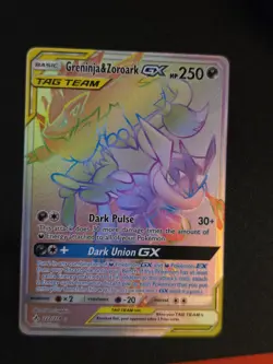 Pokemon Greninja & Zoroark GX 222/214 Rainbow Secret Rare Full Art Holo NM-M - Image 1