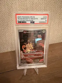 Pokemon TCG Team Rocket’s Meowth 203/182 Destined Rivals Illustration Rare PSA10 - Image 1