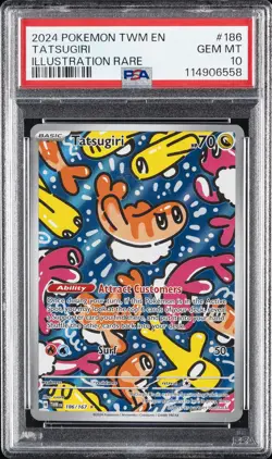 2024 POKEMON TWM EN-TWILIGHT MASQUERADE ILLUSTRATION RARE #186 TATSUGIRI PSA 10 - Image 1