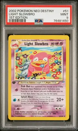 2002 POKEMON NEO DESTINY 1ST ED #51 LIGHT SLOWBRO PSA 9 - Image 1