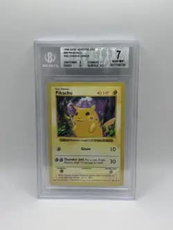 Pokemon 1999 Pikachu Base Set 58/102 Red Cheeks Error Shadowless BGS 7 - Image 1