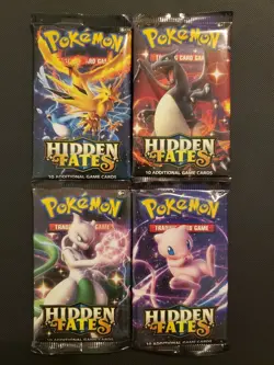 Pokemon TCG Hidden Fates Booster Pack Art Set of 4 Sealed - Image 1