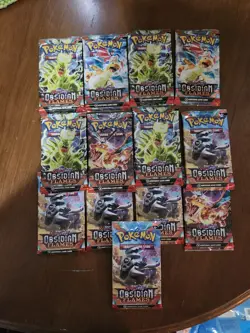 13 pack lot Pokemon TCG Scarlet and Violet Obsidian Flames Booster Packs Sealed - Image 1