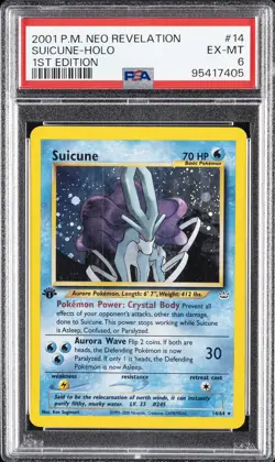 2001 POKEMON NEO REVELATION 1ST EDITION #14 SUICUNE-HOLO PSA 6 - Image 1