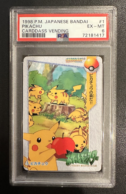 Pikachu #1 PSA 6 Bandai Pokemon 1998 001 Japanese Carddass Vending - Image 1