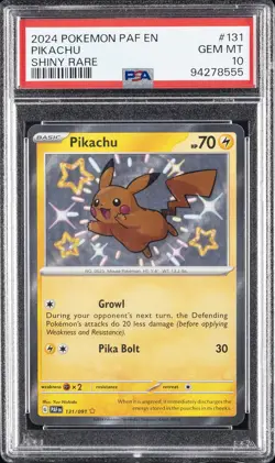 2024 POKEMON PAF EN-PALDEAN FATES SHINY RARE #131 PIKACHU PSA 10 - Image 1