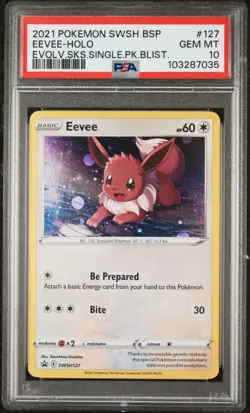 2021 POKEMON SWSH BLACK STAR PROMO #127 EEVEE-HOLO PSA 10 - Image 1